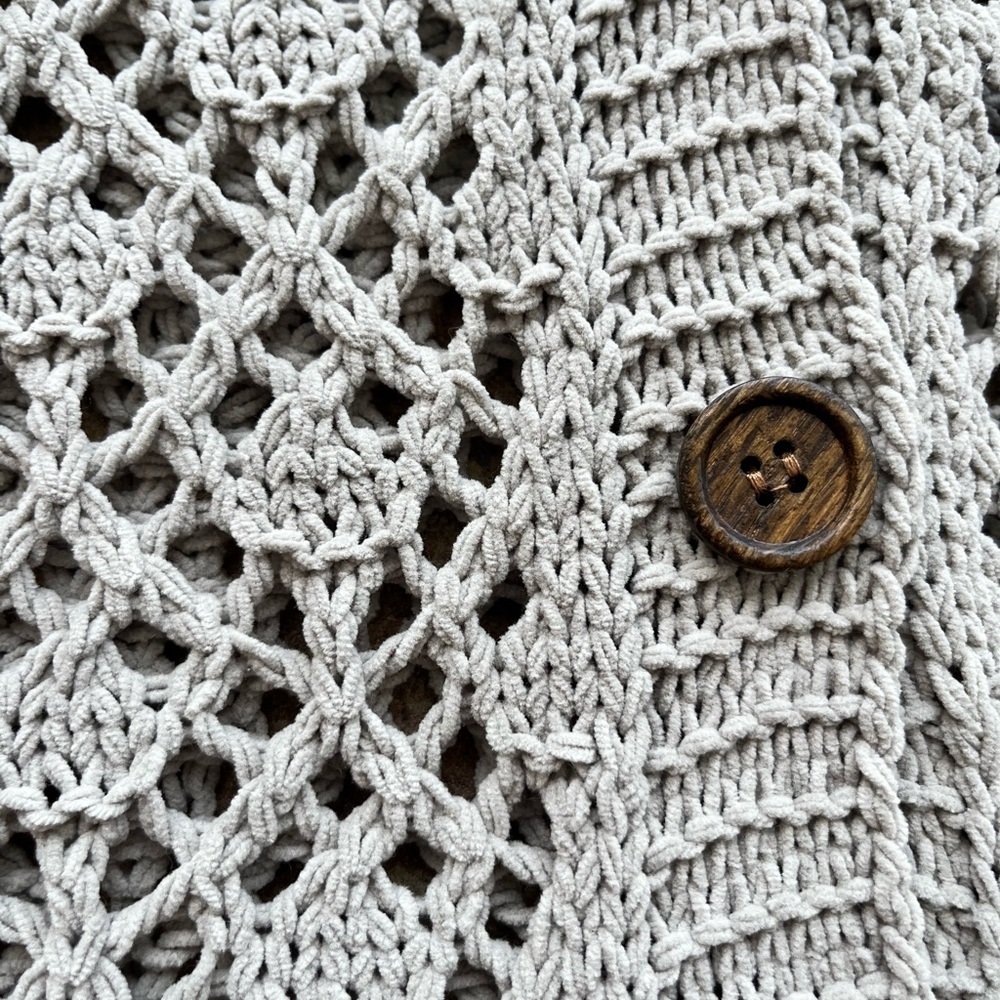 Nicole Miller Artelier Crochet Knit Button Down Sweater- sz Small- Muted Sage - Picture 9 of 14